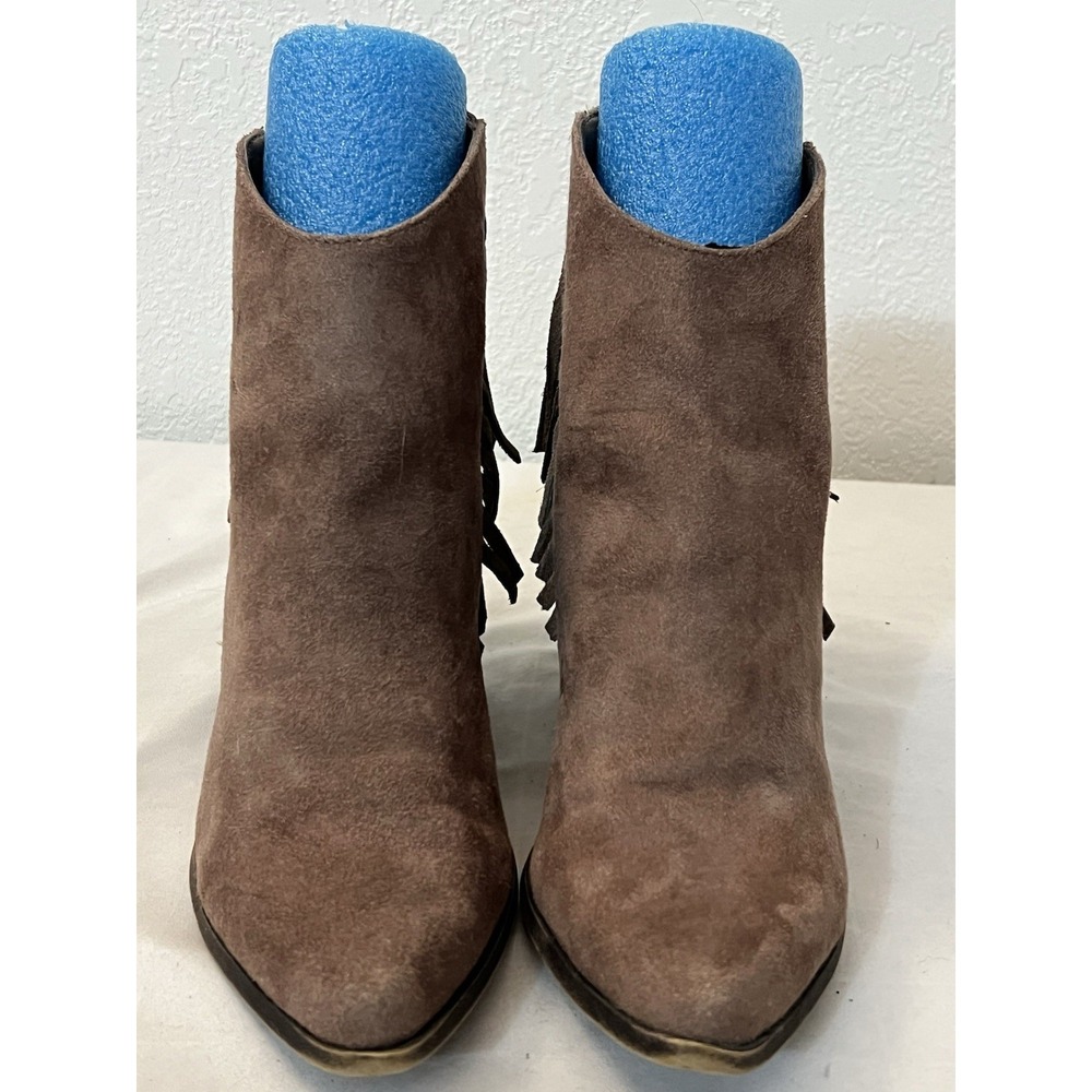 Boots Size 9.5 Tan Fringe Mossimo Suede Leather Ankle‎ Womens Boho Weatern 17730 - Picture 8 of 10